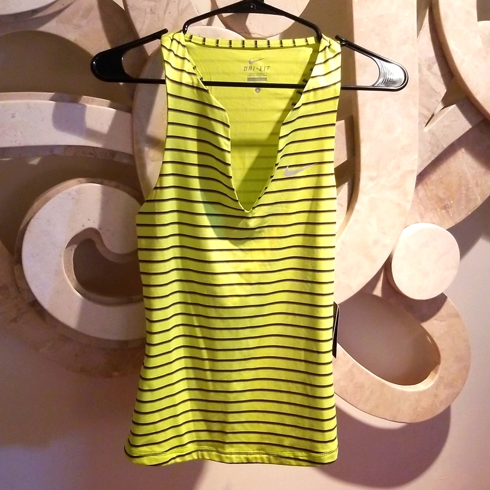 Small Nike Striped Racerback V-neck Sports Tennis Top